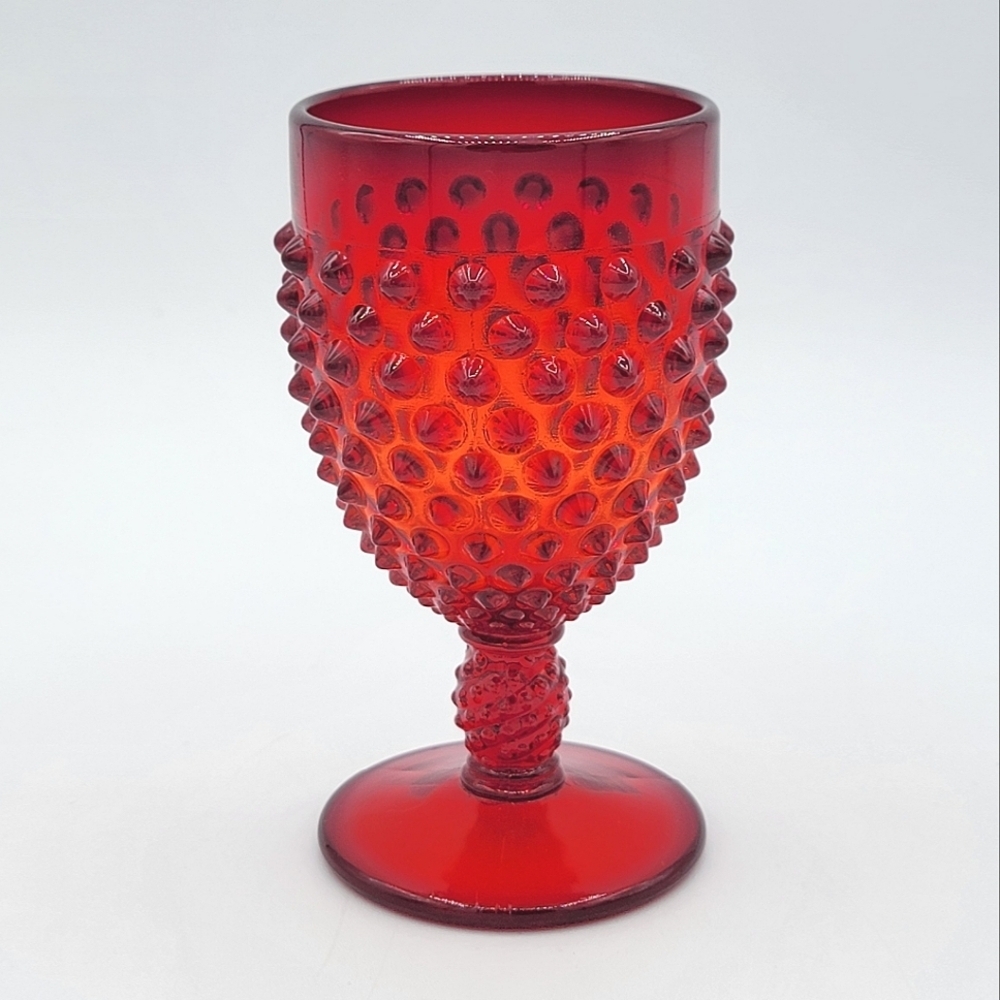 Fenton Red Hobnail Glass Goblet #2449